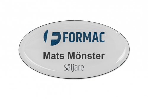 Name tag oval with 3D-emblem and magnetic mount